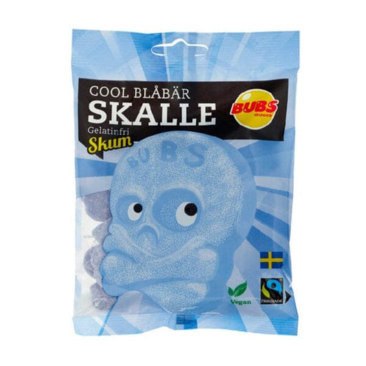 Bubs Godis Cool Blåbär Skalle Skum - 90g