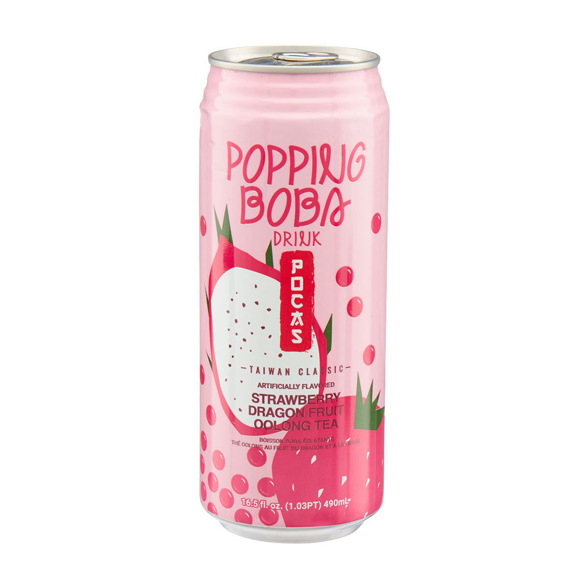 Popping Boba Pocas Strawberry Dragon Fruit Oolong Tea 490ml