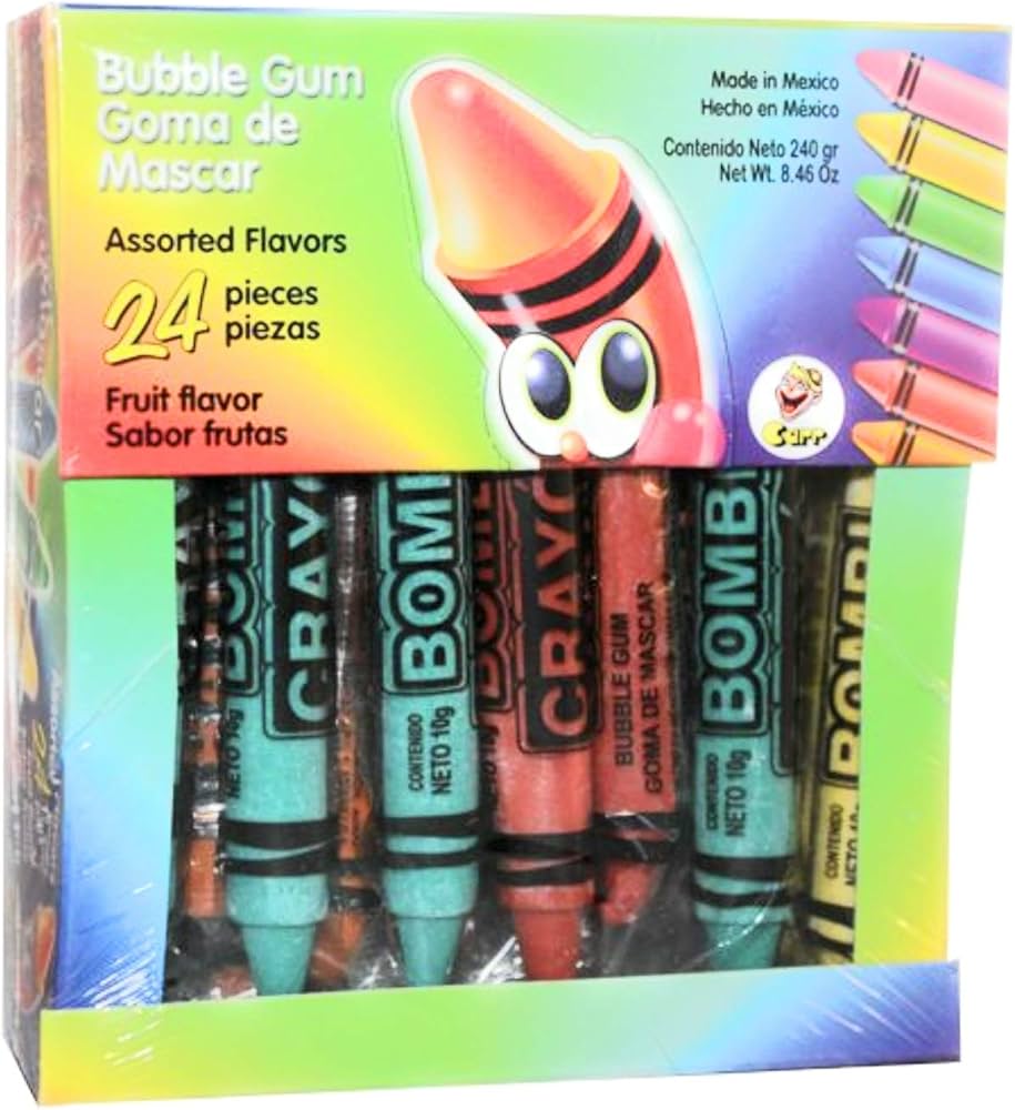 Bombi Crayon Bubble Gum 24 Pack - 216g