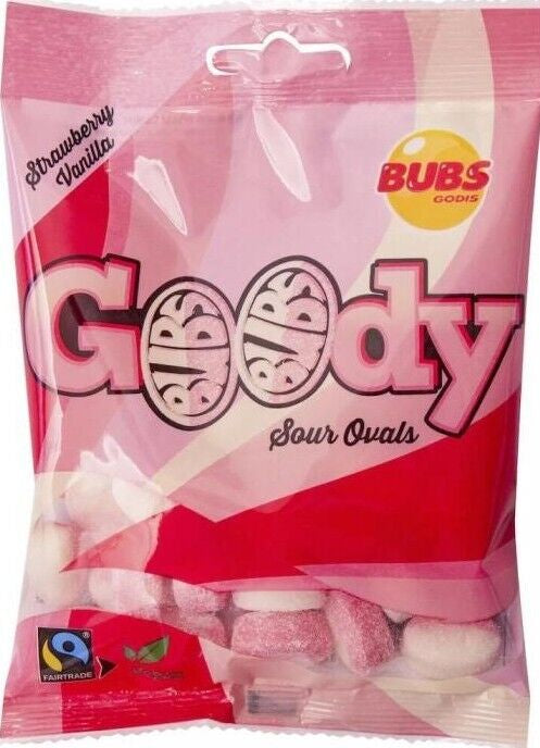 Bubs Godis Strawberry Vanilla Sour Ovals - 90g