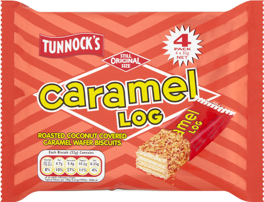 Tunnocks Caramel Log 4 x 32g (Total 128g)