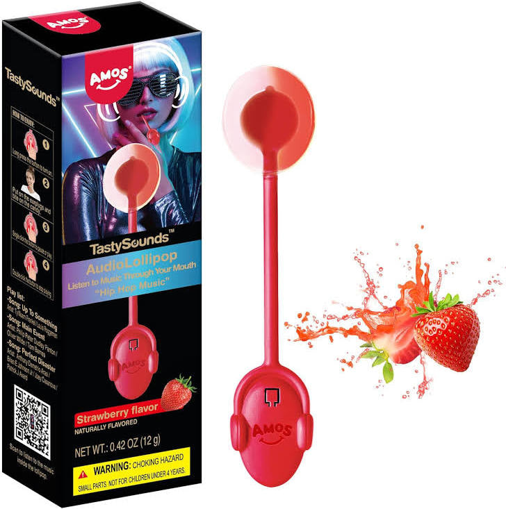 Amos Tasty Sounds Audio Lollipop Strawberry – 12g