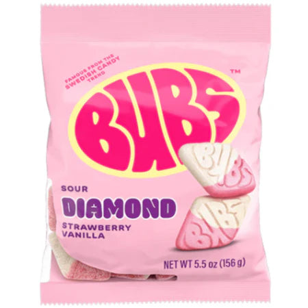 Bubs Sour Diamond Strawberry Vanilla Candy – 156 g